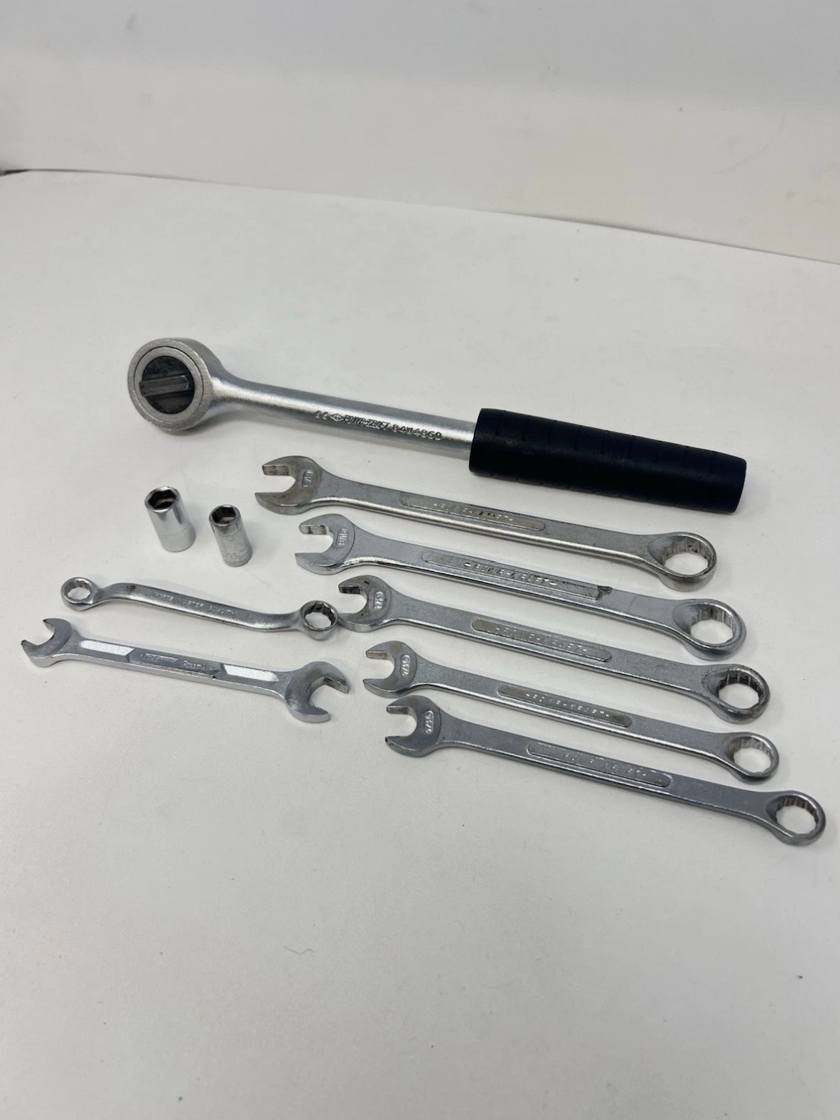 Vintage Powr-Kraft 1/2” Drive Ratchet 84W4860 Wright Made in USA + Wrench Set!
