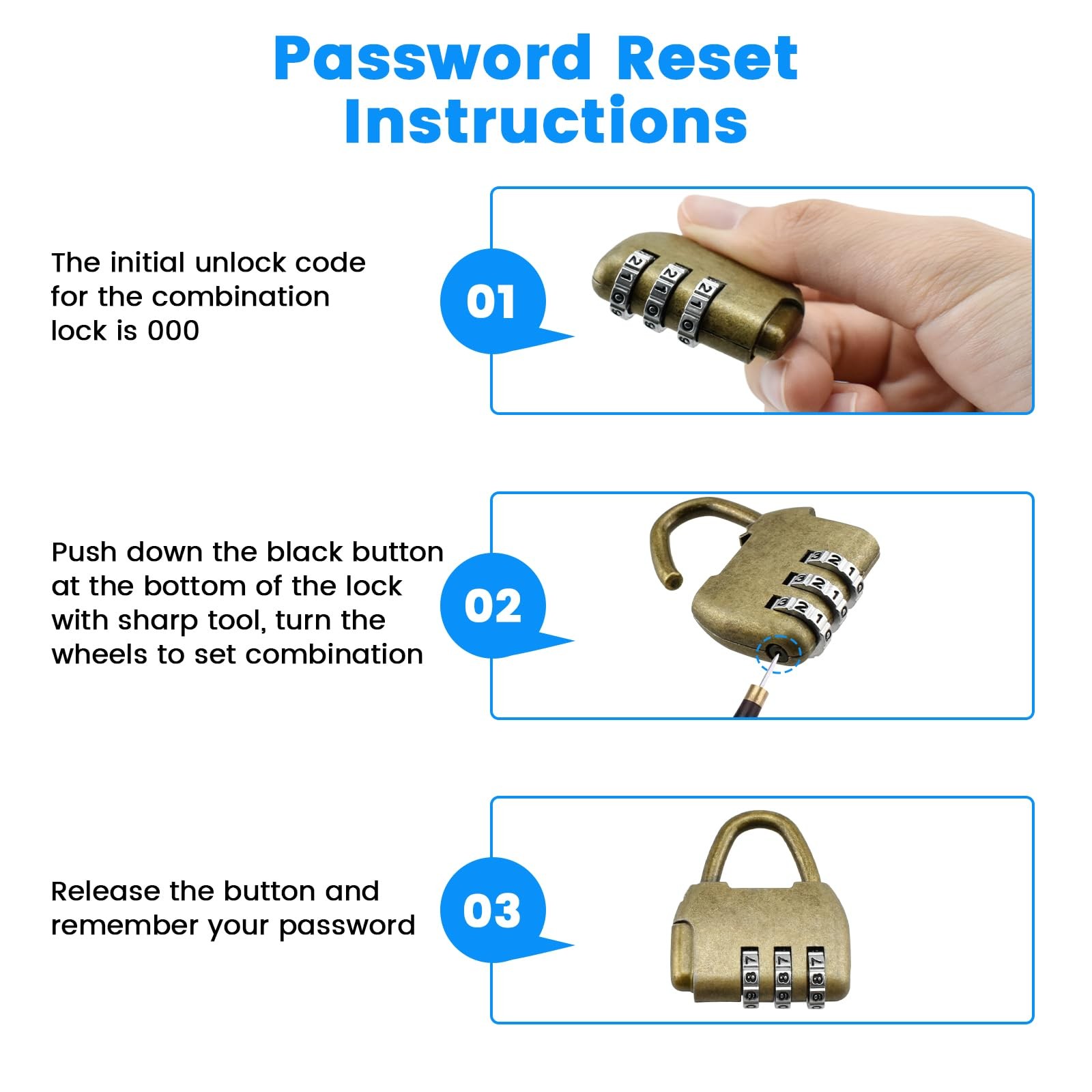 2-Pack Mini Antique Password Padlock Vintage Style Handbag Shape Bronze Locks