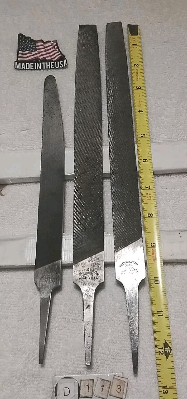 3pc NICHOLSON 12″& 8″ 1/2″ ROUND DOUBLE CUT/DOUBLE CUT/ SMOOTH “VINTAGE ” USA