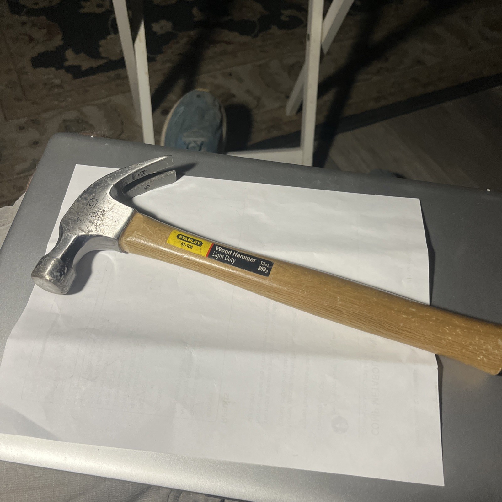 Stanley 13oz Claw Hammer Wood Handle Model 51-106 Durable Tool
