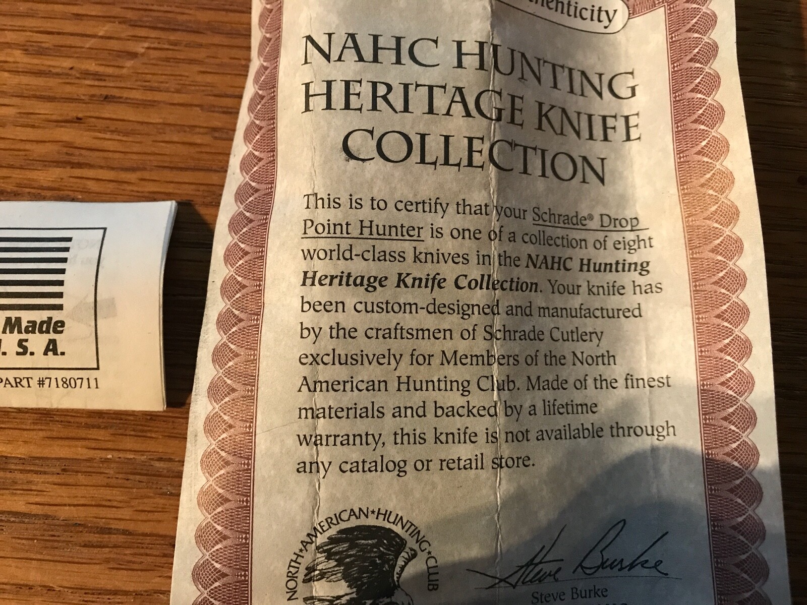 Schrade NORTH AMERICAN HUNTING CLUB KNIFE /w SHEATH Rare Life Member Knife