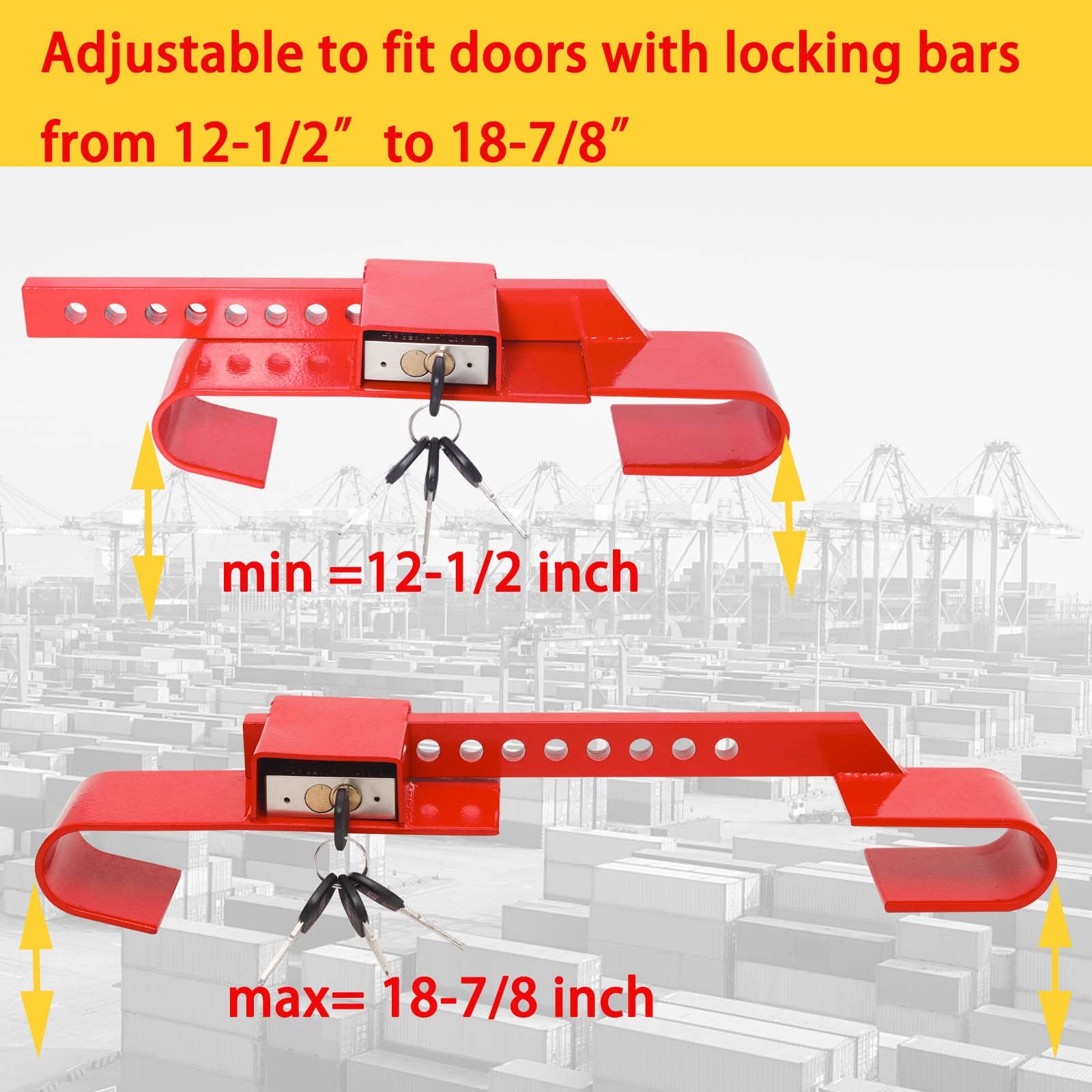 Heavy Duty Steel Cargo Door Lock/Standard Container Lock with 4 Keys Adjustme…
