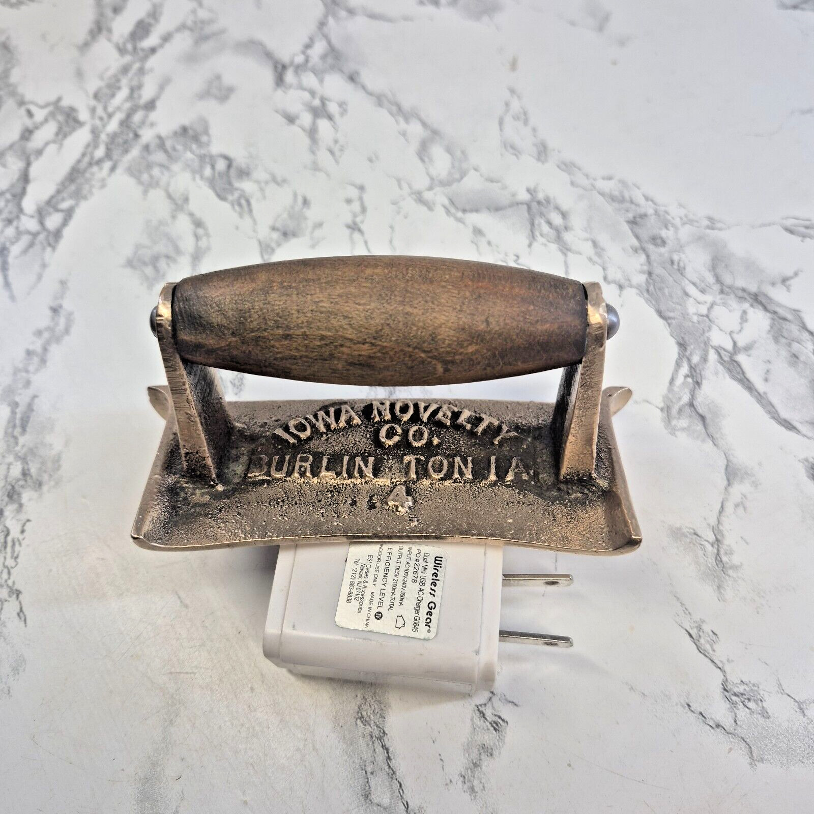 Iowa Novelty Co. Cement Tool Burlington, Iowa Solid Brass with Wood Handle NICE