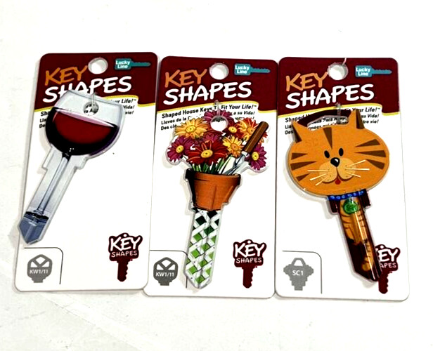 Fun Keys Blanks Cat Flowers Wine Skull (4-Pack)