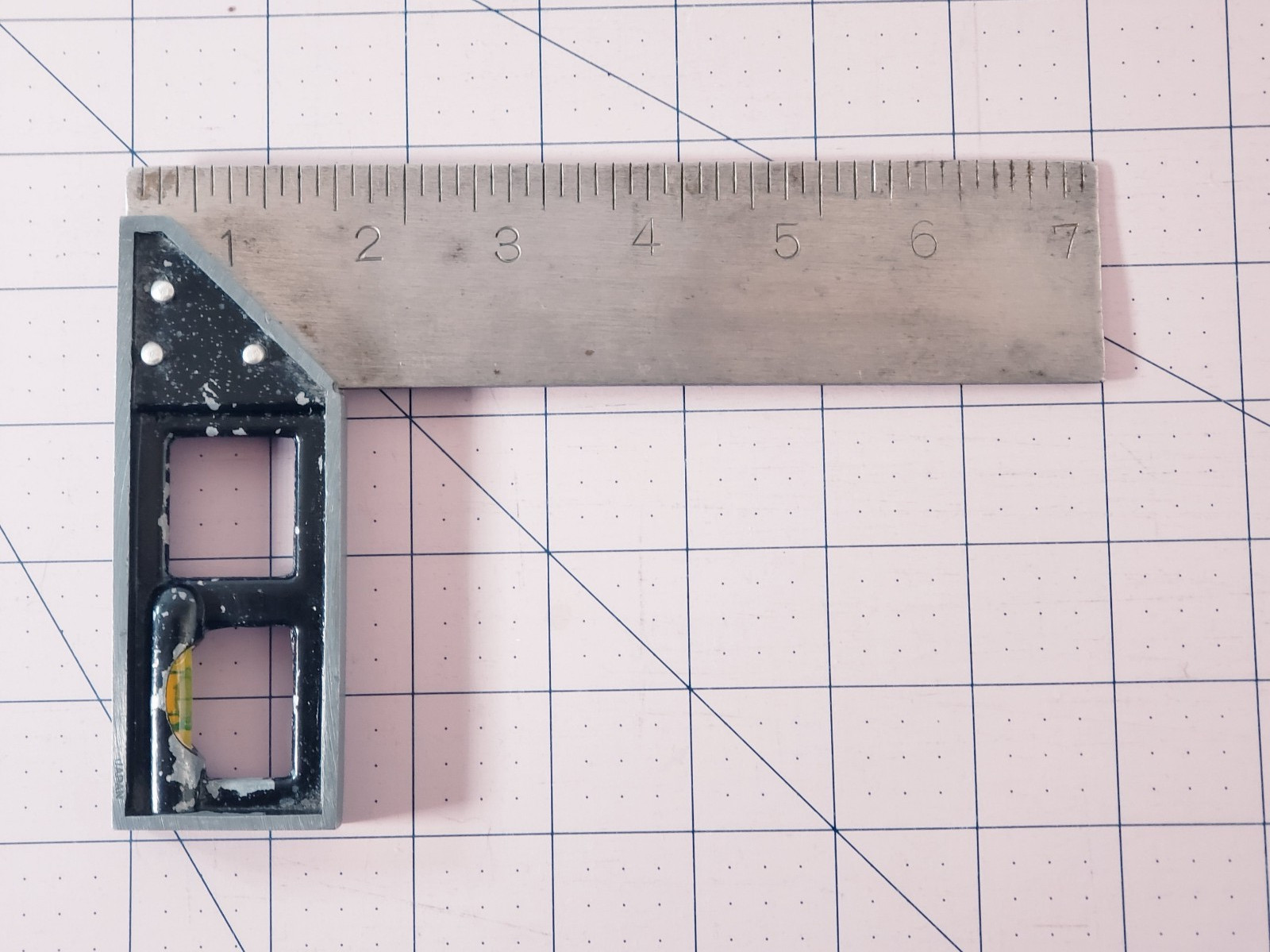 Vintage 7″ Try Mitre Square With Level Metal UNBRANDED