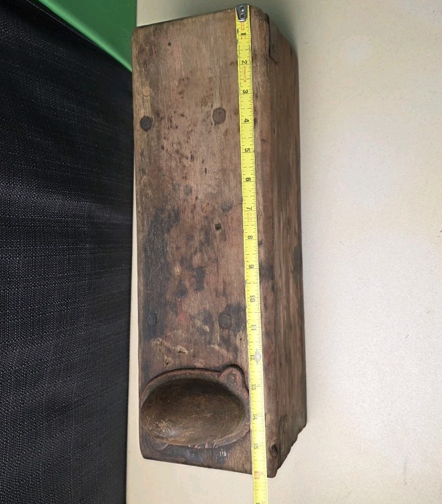 Antique Primitive Wood & Metal Farm Tractor Tool Box Oil Can Anti Tip Cone