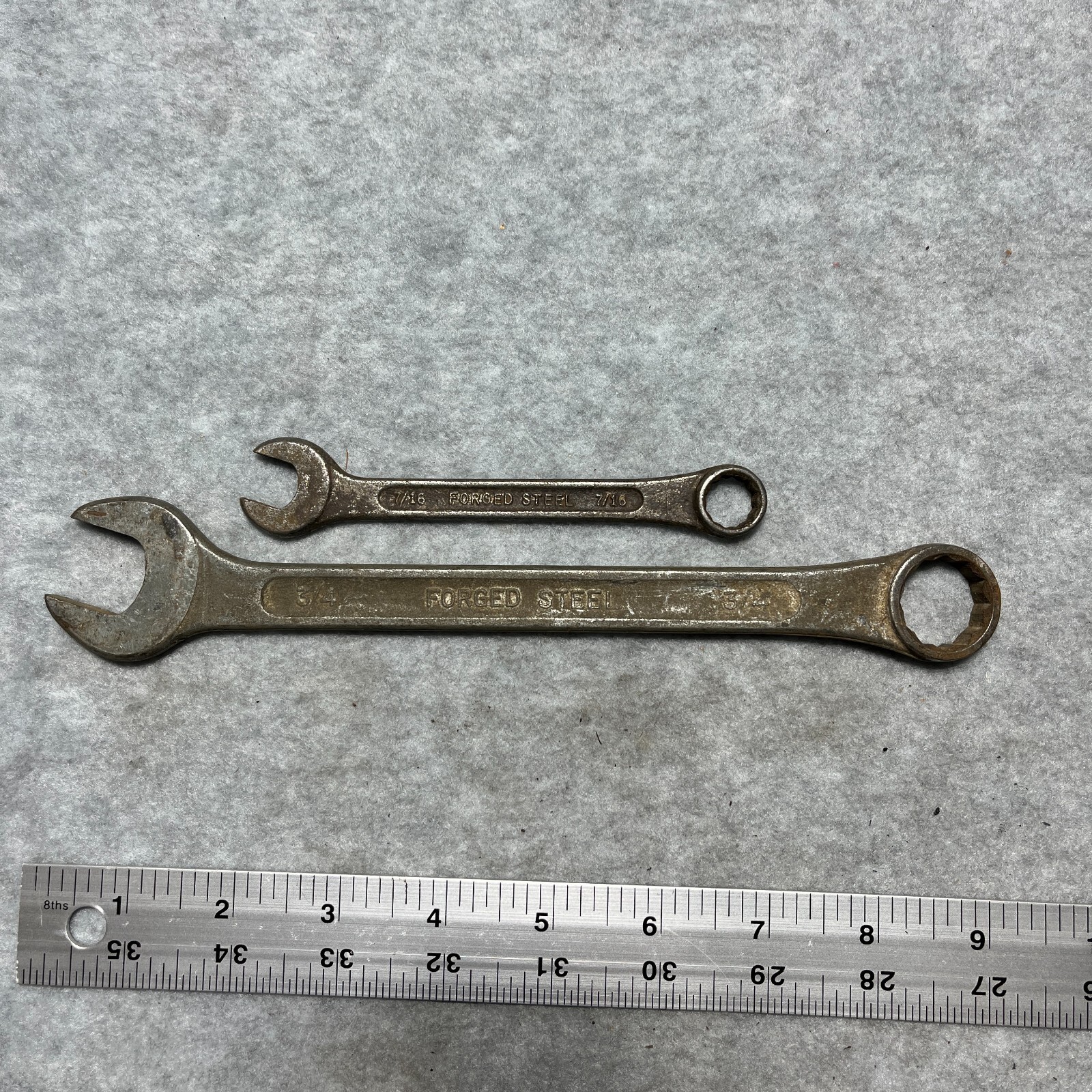 Vintage Tru Fit Combination Wrenches 7/16″ and 3/4″ USA