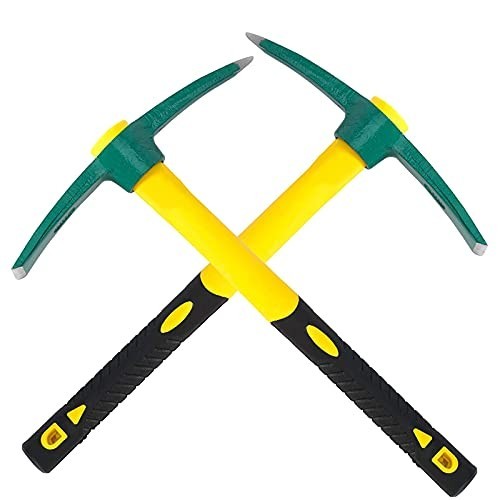 Pick Mattock 15 Inch Forged Carbon Steel 2 Pack Fiberglass Handle Weeding