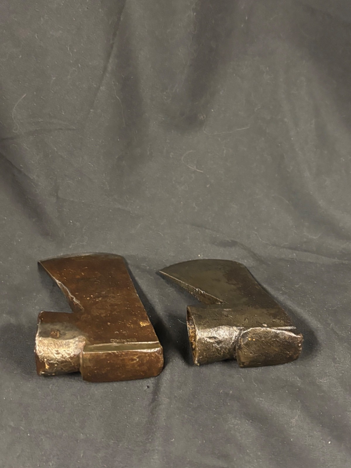 2x Vintage Sater Banko Collared Axe Heads Sweden 0.94 kg + 0.66 kg Carpenter Axe