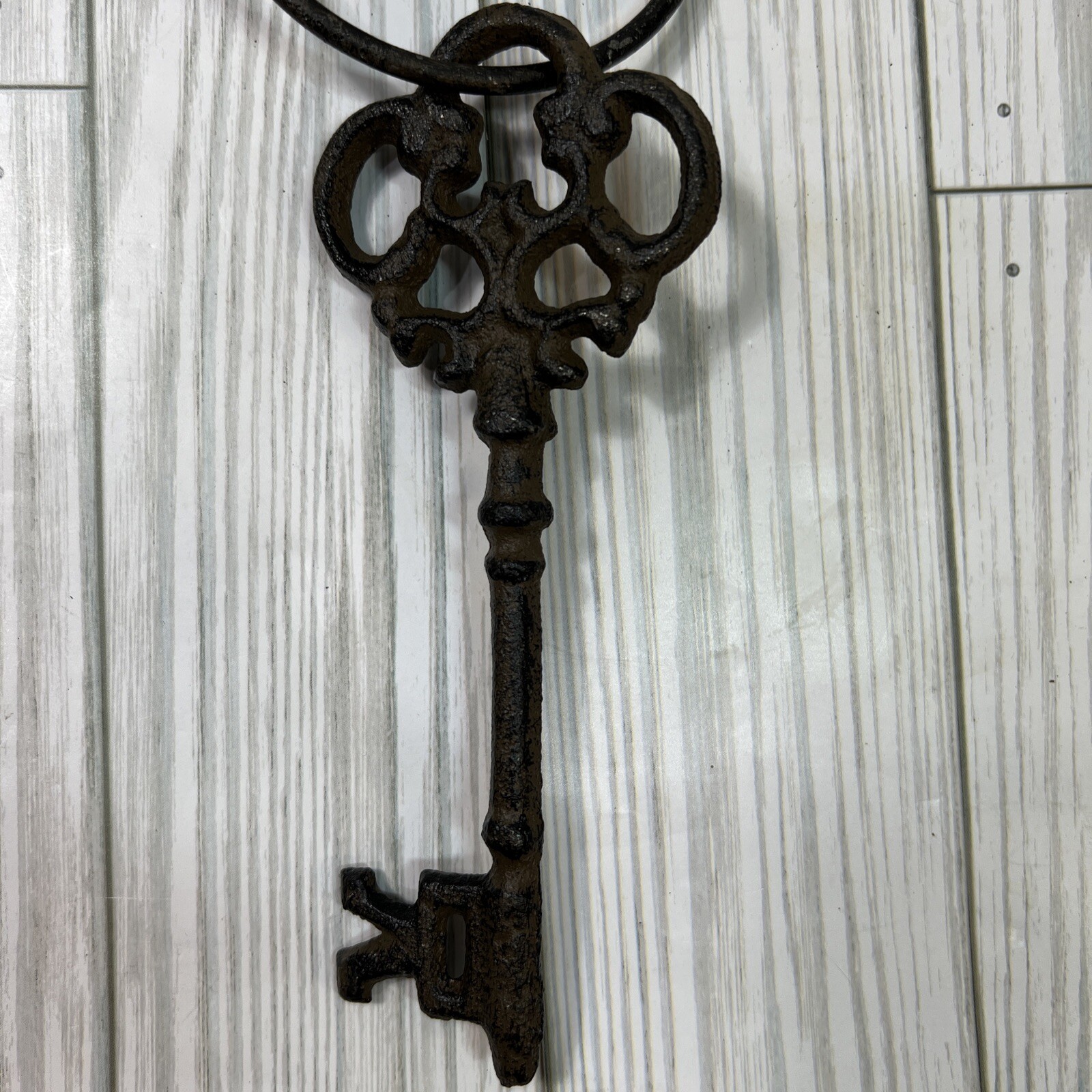 Large Cast Iron Skeleton Jail Keys On Ring Rustic Western Decor Antique Brown