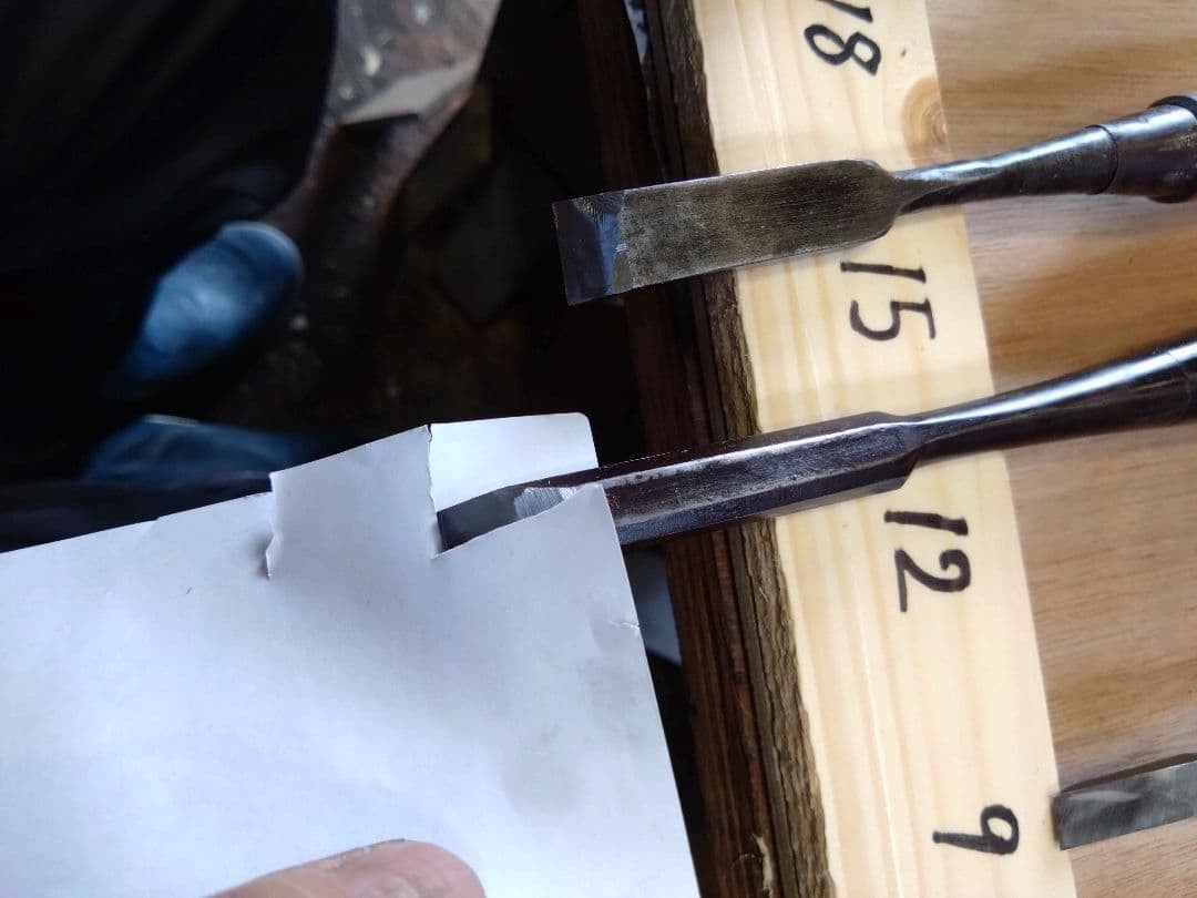 Lot of 6 Restored Japanese Chisels Oire Nomi Set Sharpened Woodworking W/Pouch