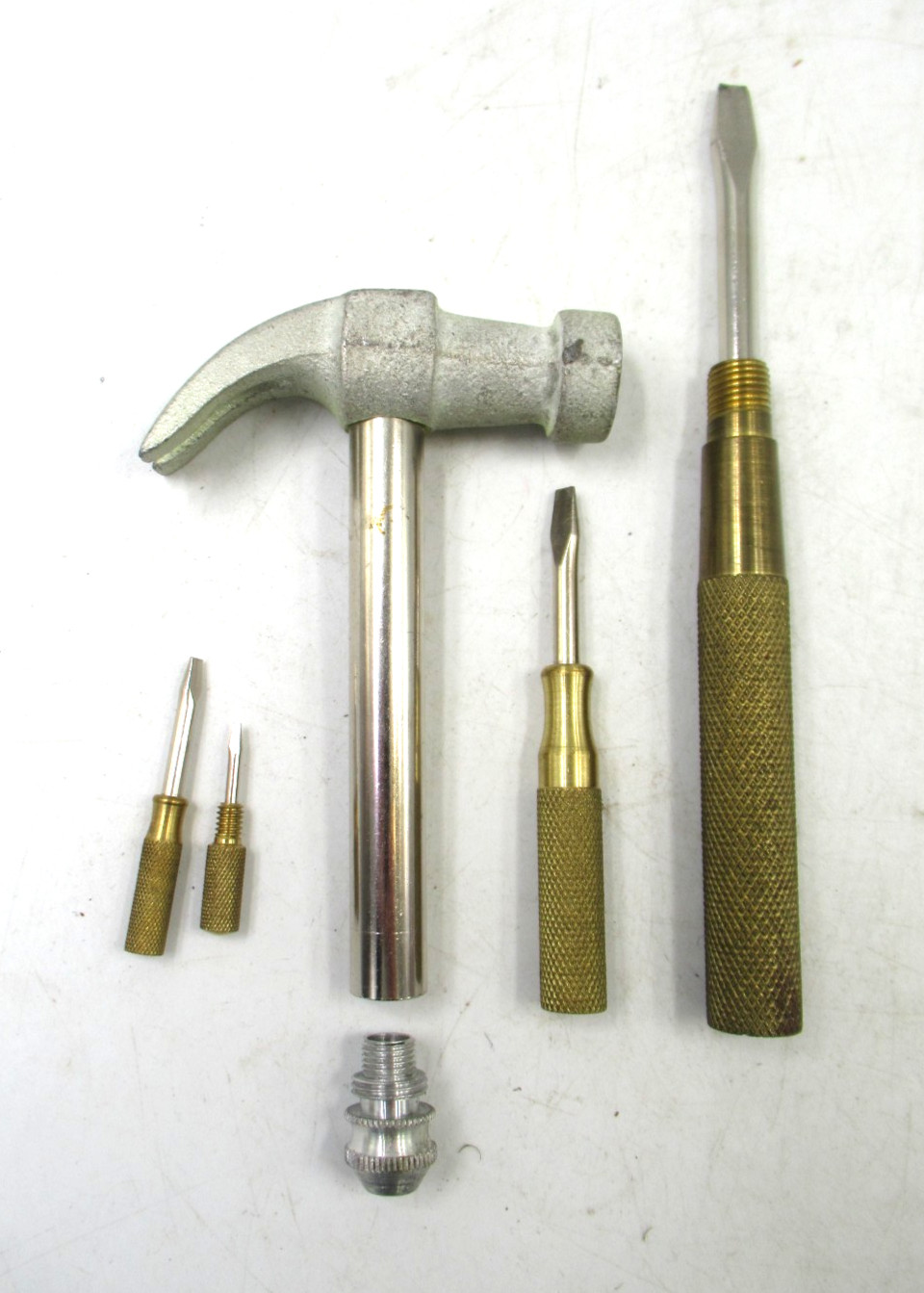 Vintage Machinist Jewelers Nesting Hammer Screwdriver Set Brass Handle GAM