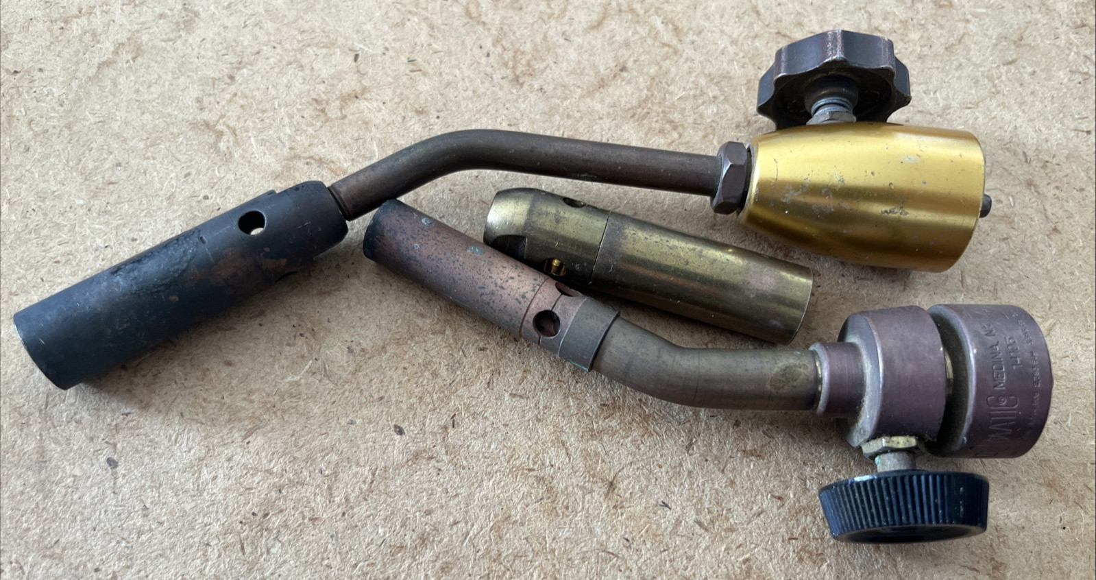 2 Vintage Brass Blow Torch Head Propane Bernz-O-Matic & Turner 368 USA Xtra Tip