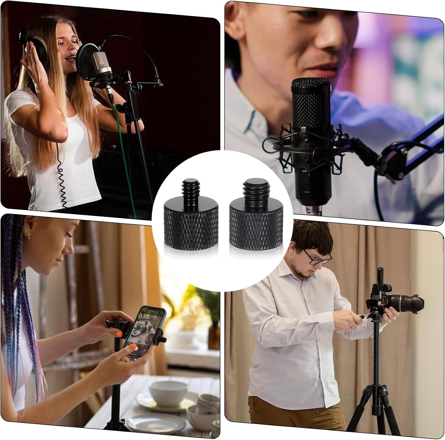 2pcs 1/4 to 3/8 & 3/8 to 1/4 Camera Tripod Adapter Tripod Screw Adapter 1/4 Male