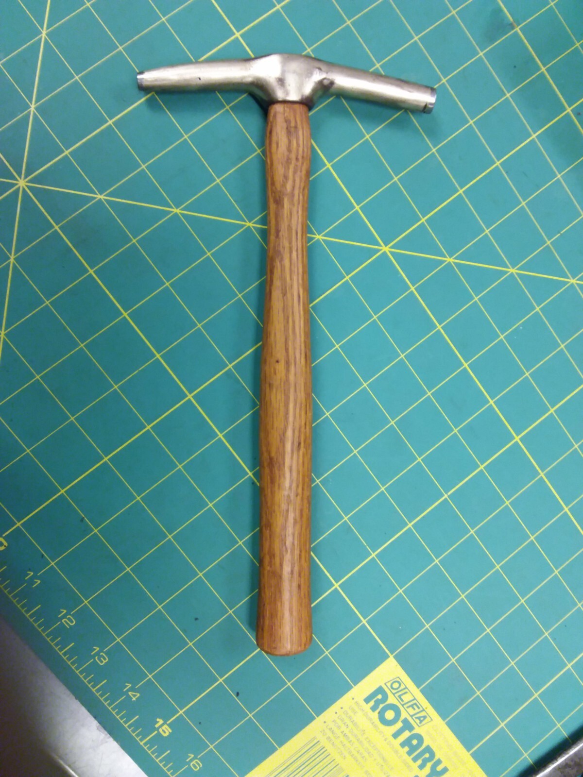 Vintage G. W. Mount Brass Tack Hammer w Magnetic Tip Wood Handle