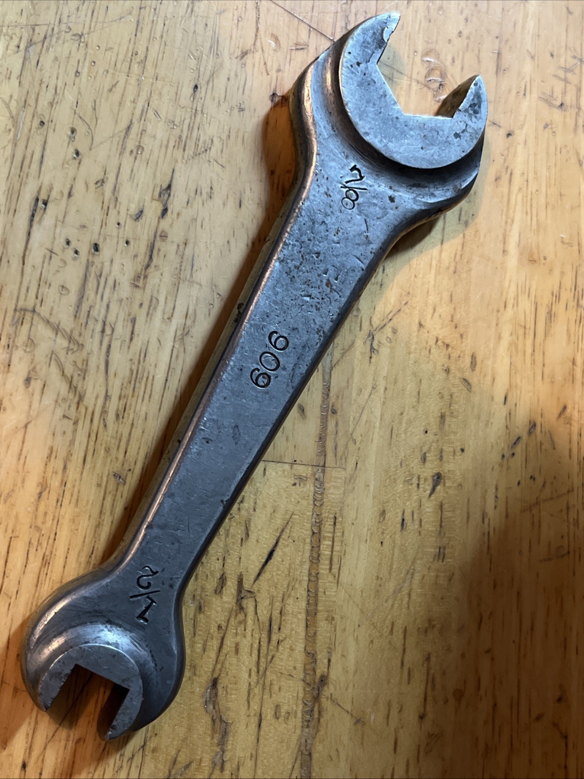 Super Rare Org. Pratt & Whitney Co. – Double Head Open Wrench 909 – 7/8 1/2