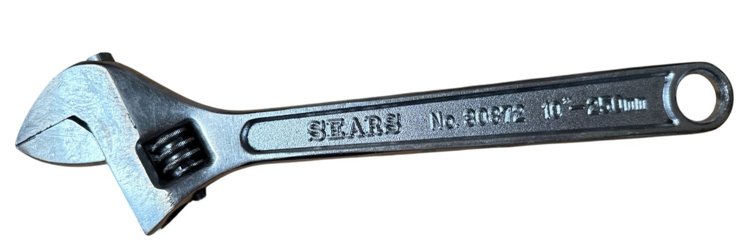 Vintage Sears Chrome Alloy 10”-250mm Crescent Wrench No. 30872 BF Japan Ex.