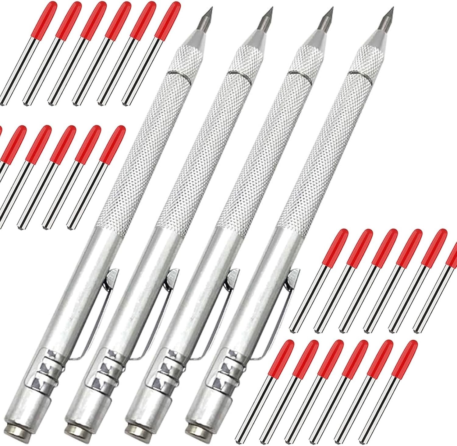 Precision Tungsten Carbide Scriber Set – 4 Marking Pens with Magnet & Tips