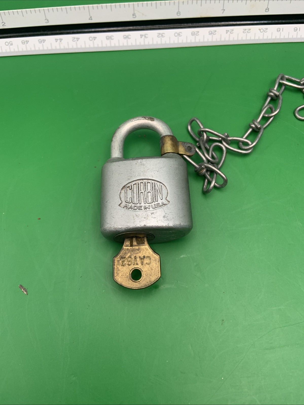 Vintage Corbin Cabinet Lock Co. Small Padlock with Original Key 2.5″ Made in USA