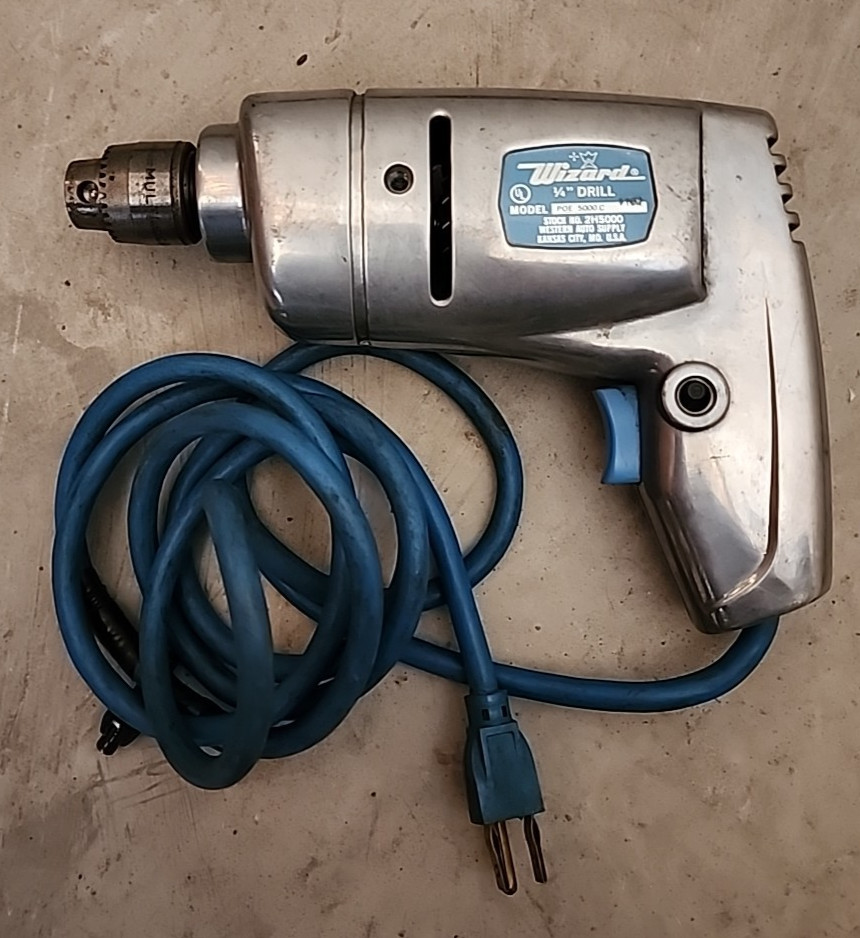 Wizard 1/4″ Electric Drill, Model Poe 5000C, Very Good Condition, Western Auto