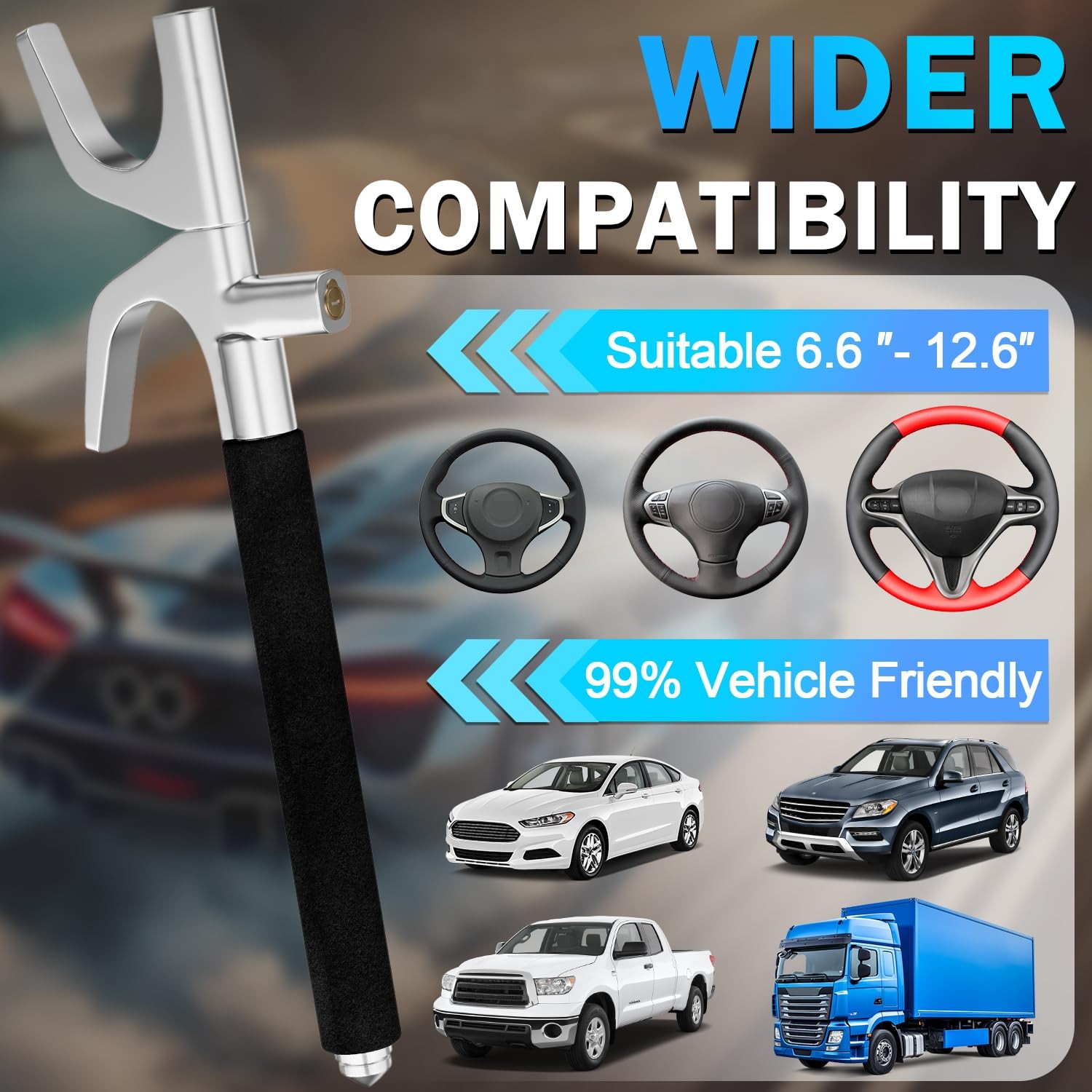 Heavy Duty Universal Steering Wheel Lock with Safety Hammer Car Security Locks