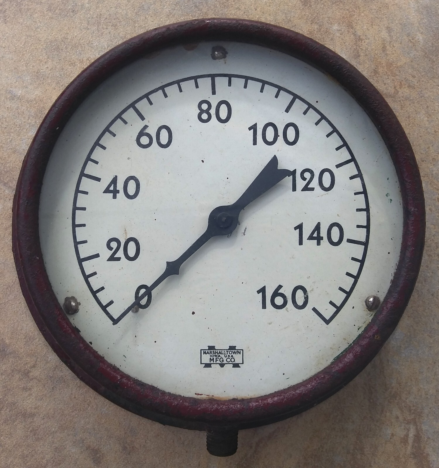 Vintage Pressure Gauge, Marshalltown Mfg. Co., Iowa, USA, 6.5” FACE Diameter