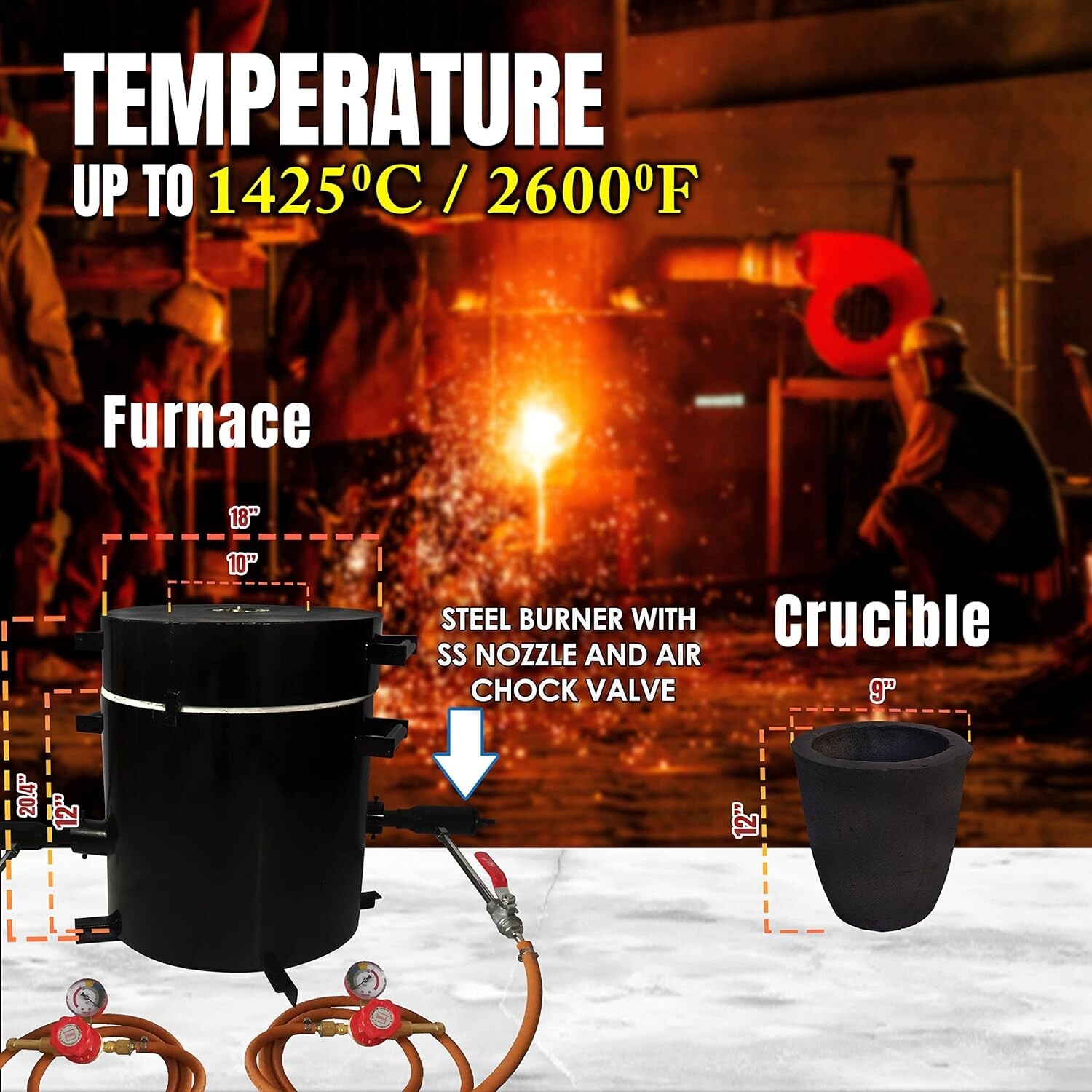20Kg Propane Melting Furnace Metal Gold Copper, Silver, Aluminium, Brass, Bronze