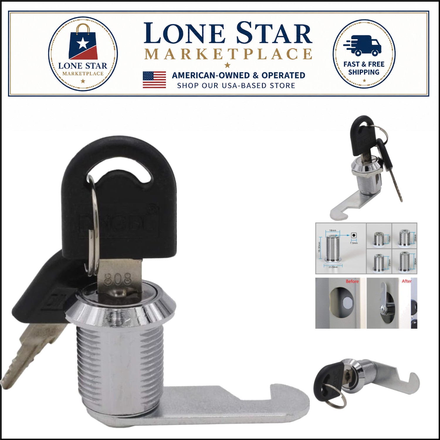 Versatile 16mm Security Lock for Mailbox, Cupboard & Drawer – Easy Installation