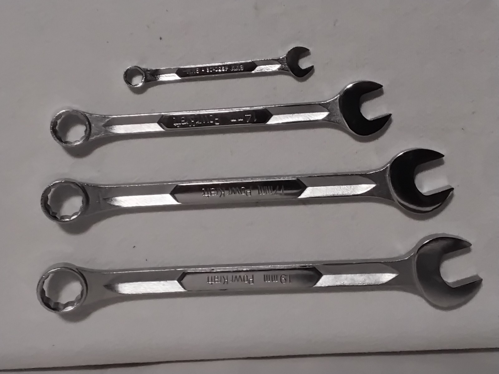 Rare Powr-Kraft Montgomery Ward Combination Wrench Set 8-SAE 4-Metric Ignition