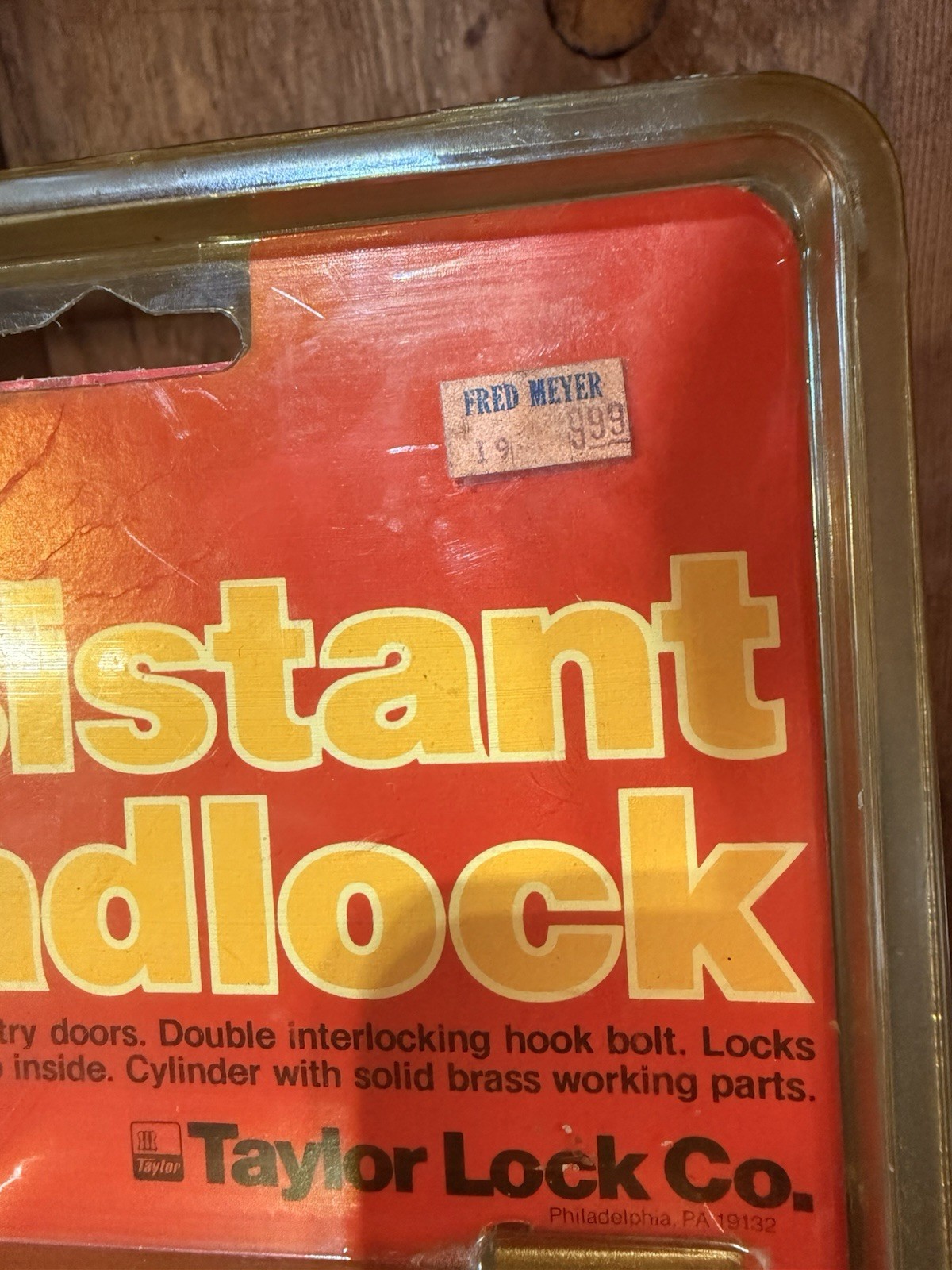 Taylor Lock Co Vintage Brass F866 Deadlock Deadbolt Lock w/ Keys New USA NOS