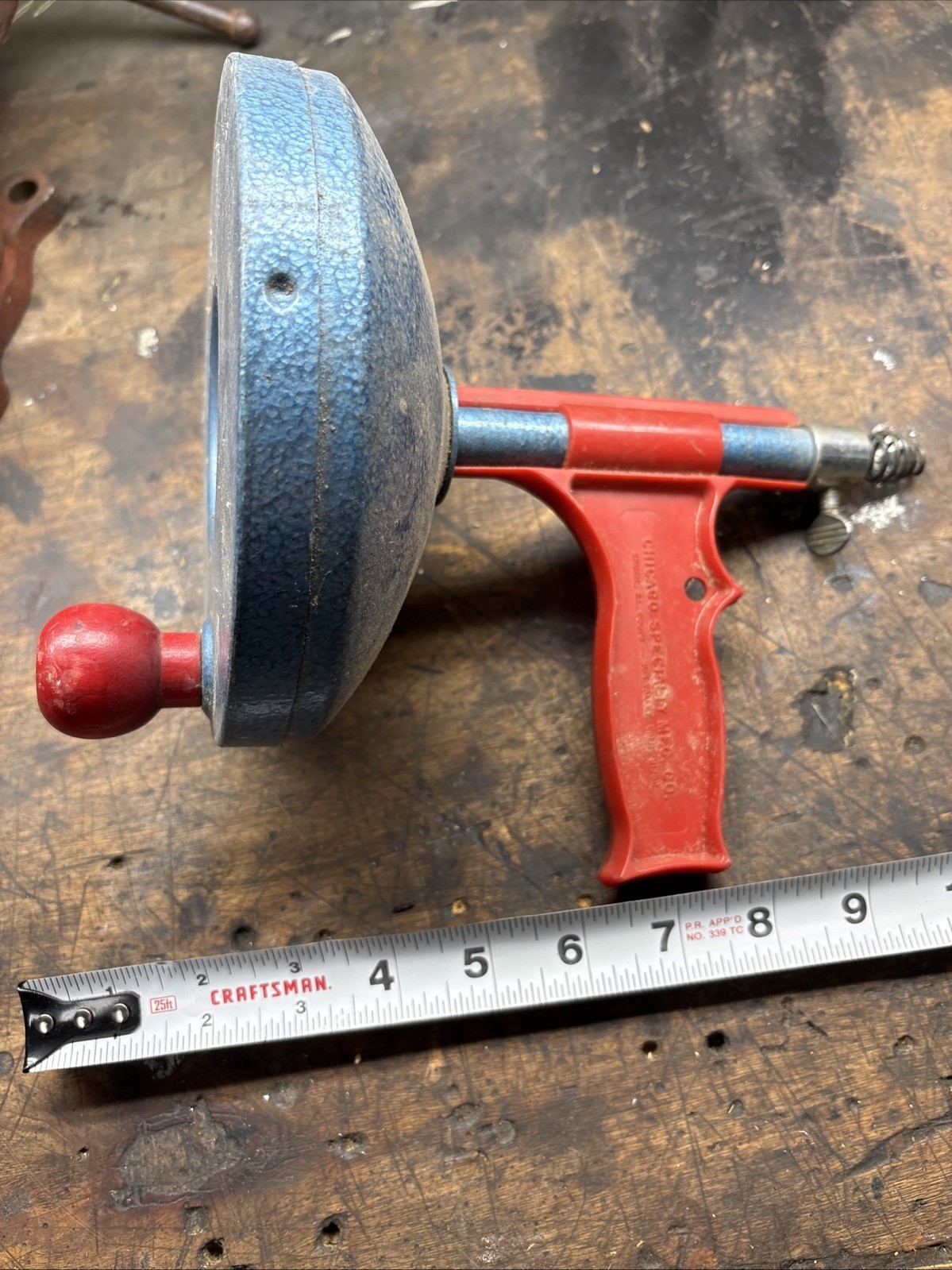 Chicago Speciality Mfg. Co. Hand Crank 15′ Drain Snake Untested Made In USA