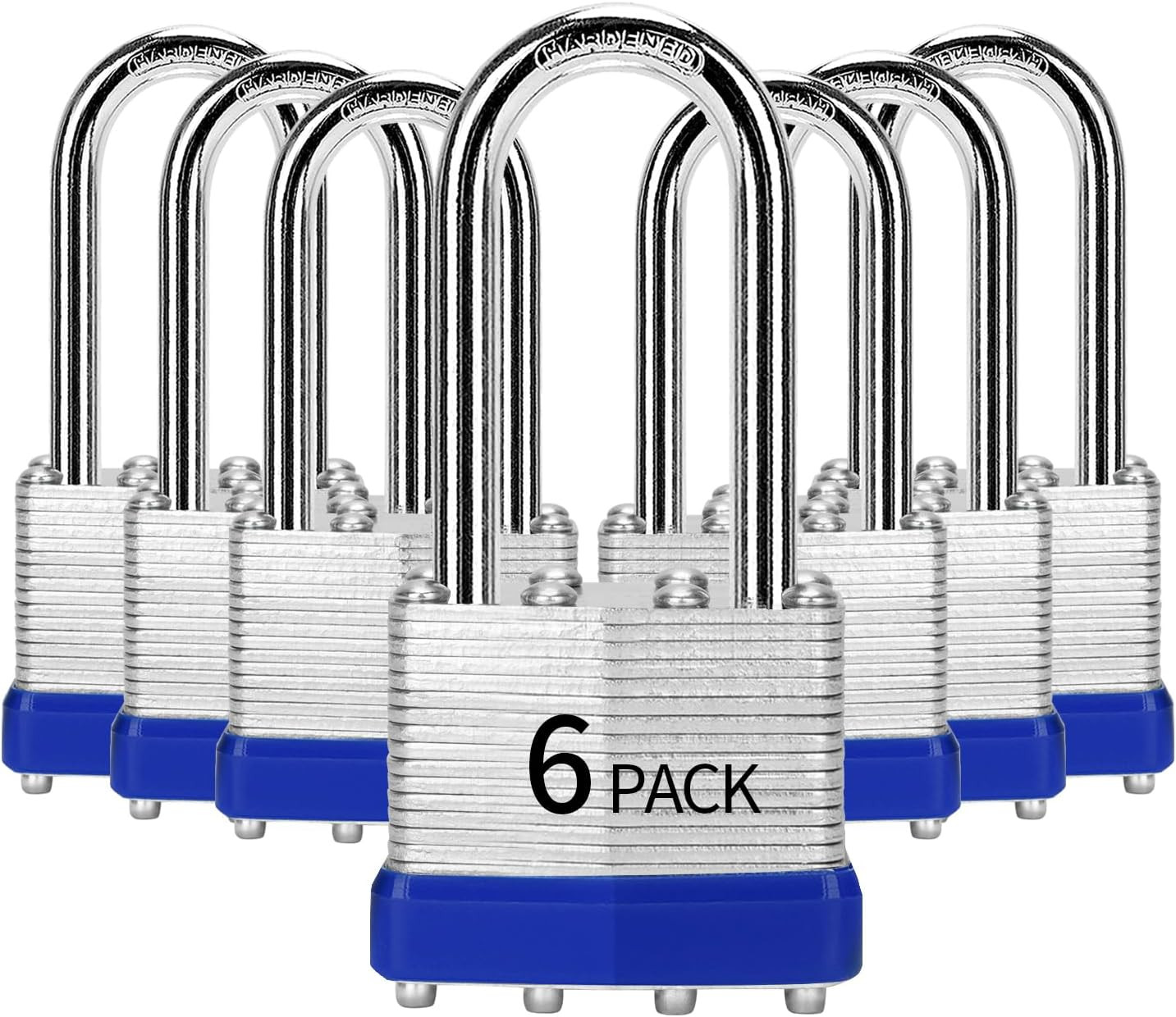 Padlocks Keyed Alike, Pack of 6, Laminated Steel Keyed Lock (1-9/16″, 40Mm), Pad