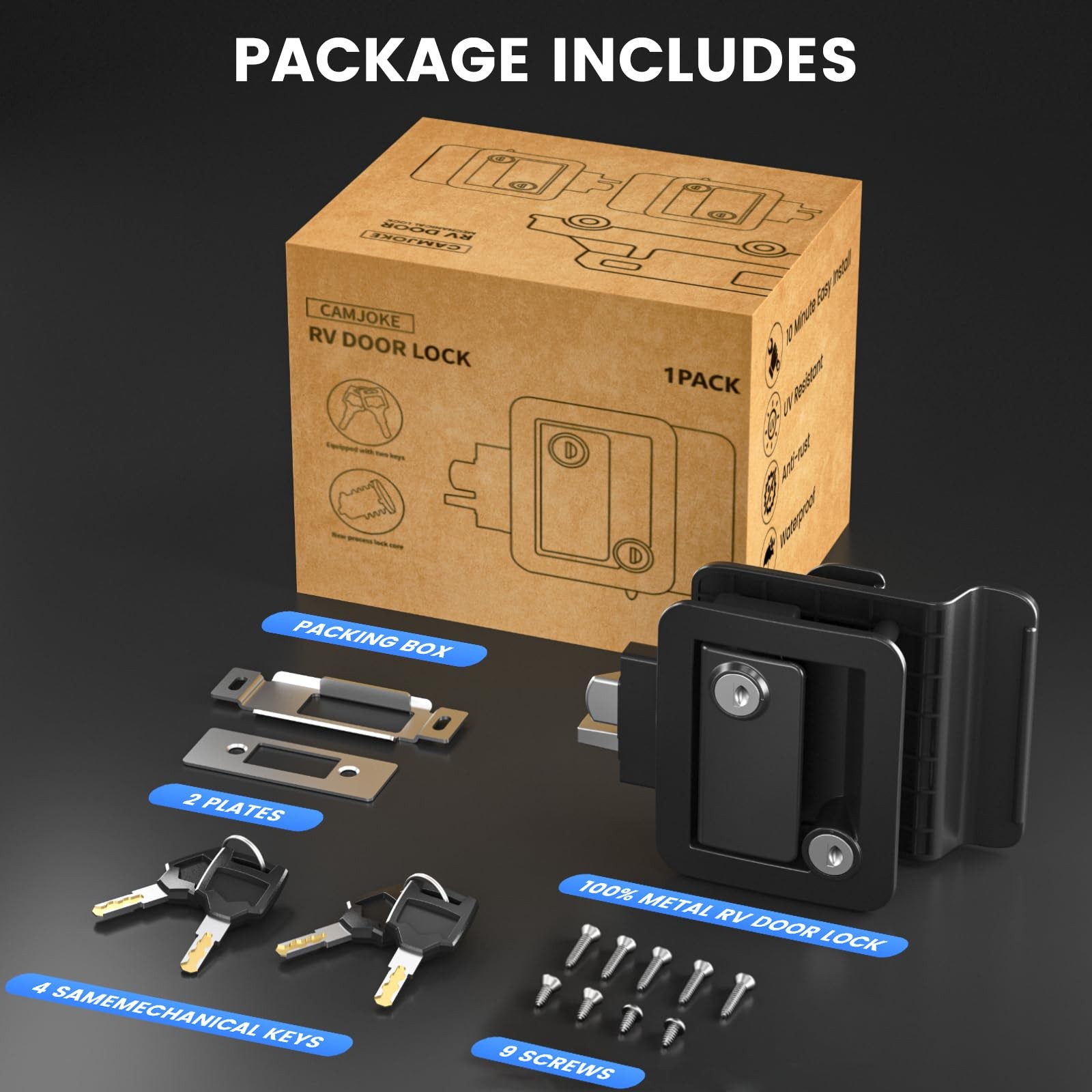 RV Door Lock for Travel Trailers with Paddle Deadbolt, Camper Entry Door Latc…