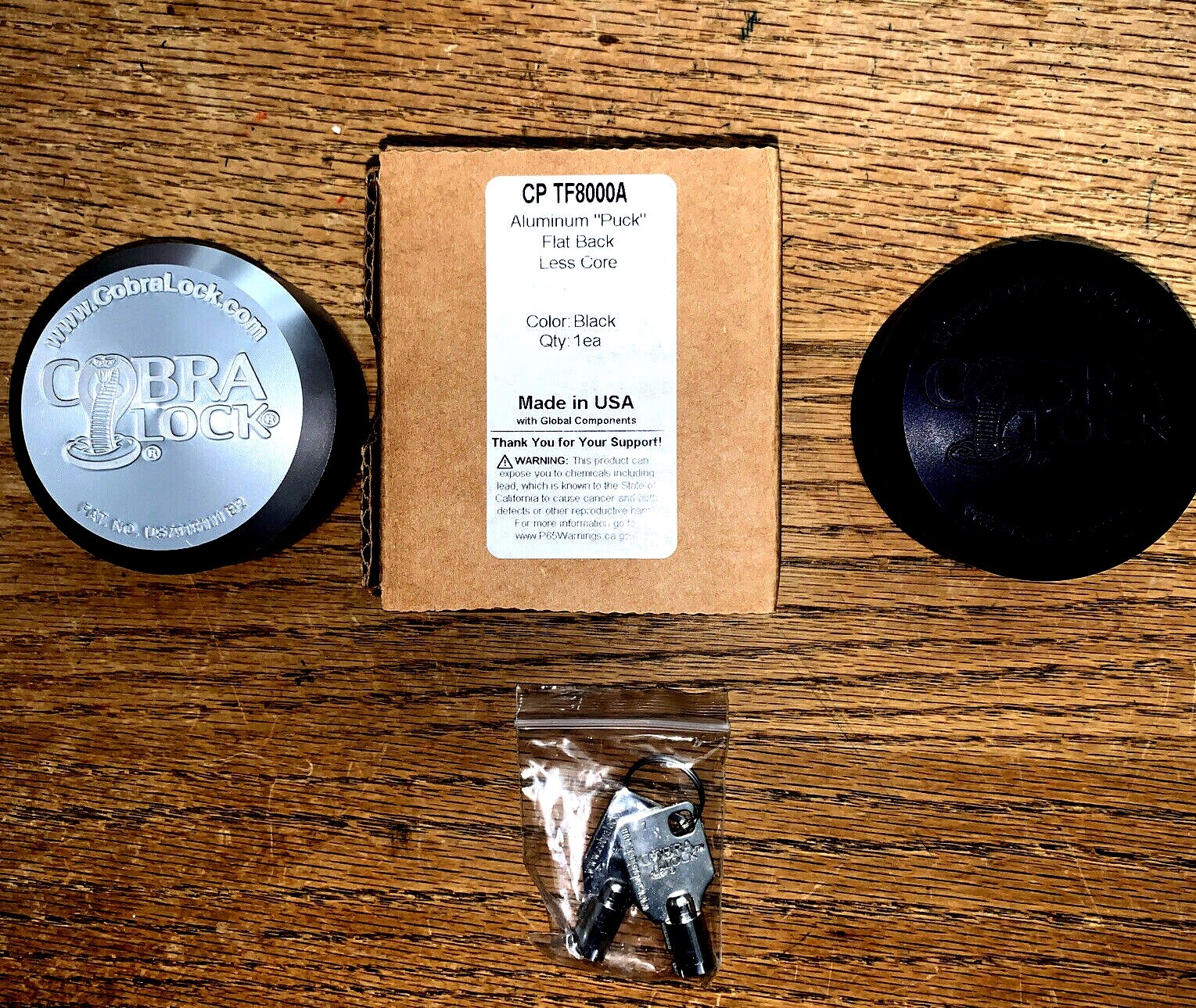 (3) COBRA HIDDEN SHACKLE PUCK LOCKS “ALUMINUM” PICK COLOR (6)ROUND TUBE KEYS