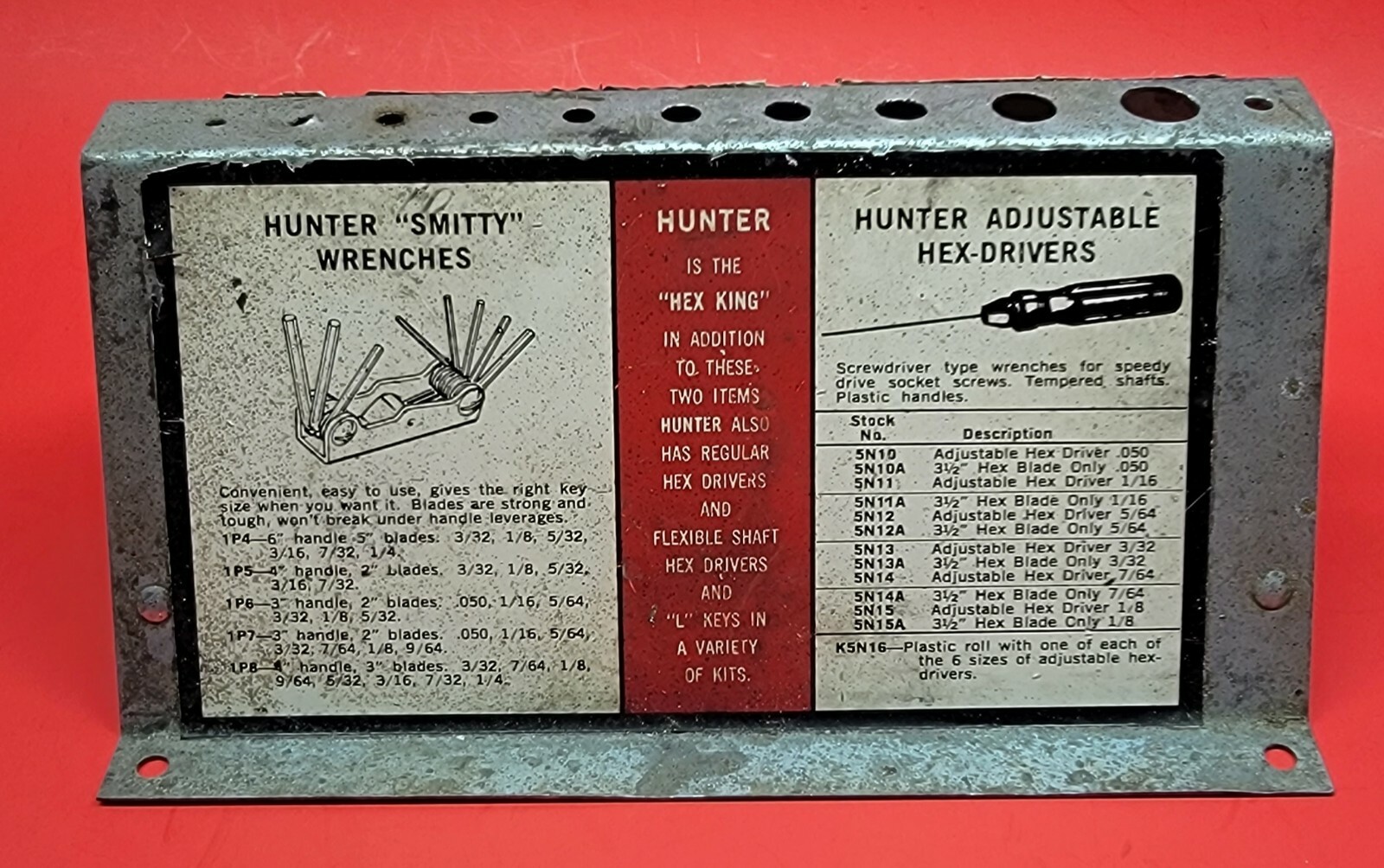 VINTAGE HUNTER TOOLS T HANDLE HEX DRIVERS DISPLAY 53TM9 HI HUNTINGTON VALLEY PA.