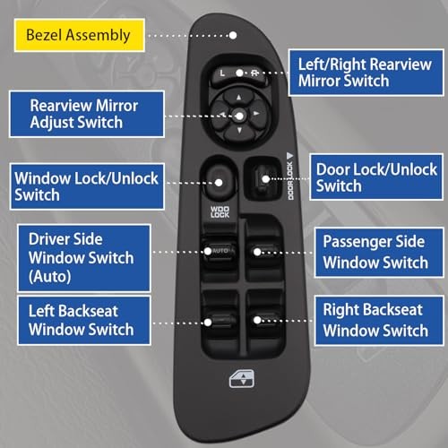 Master Power Window Switch Driver Side with Bezel Compatible with 2003-2009