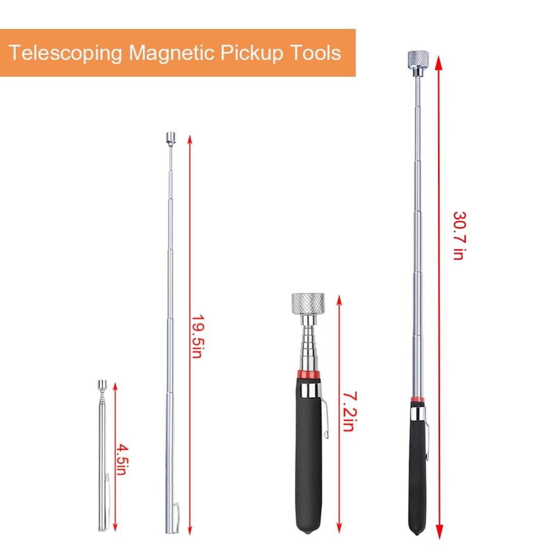 3 Pack Telescoping Magnet Pick-up Tool Set, Retrieving Telescoping Magnet Pickup