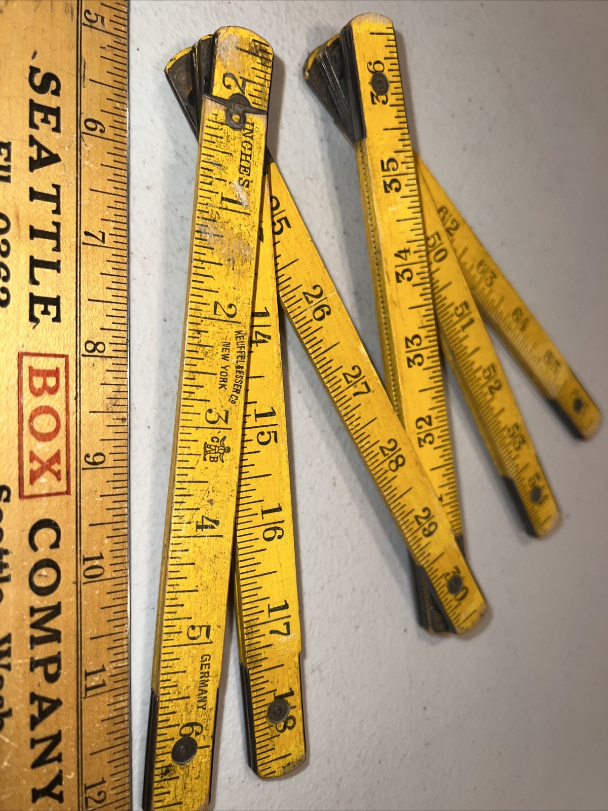 Wood Steel K & E Keuffel & Esser 72” Extension Zig Zag Ruler 6 Foot + Flat rule