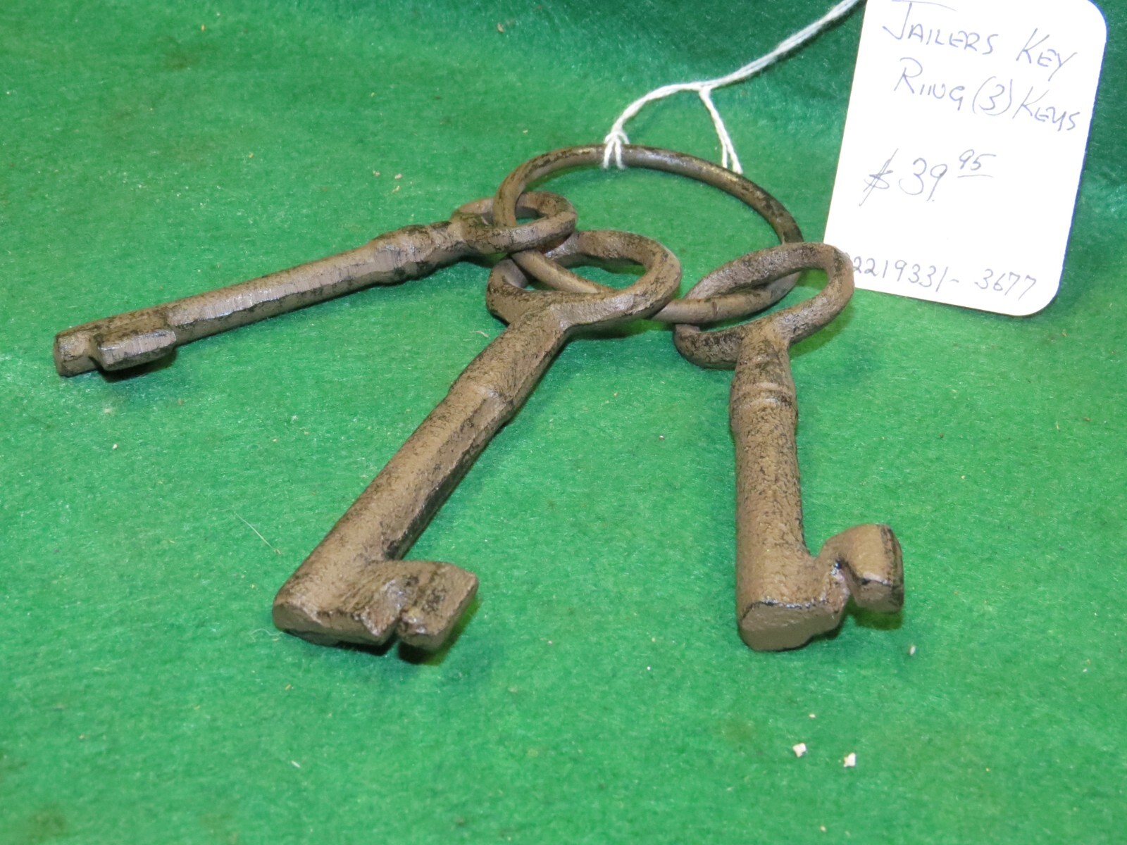 Iron Jailer Keys (3) Old West Vintage Style Antique 3 Keys and Key Ring