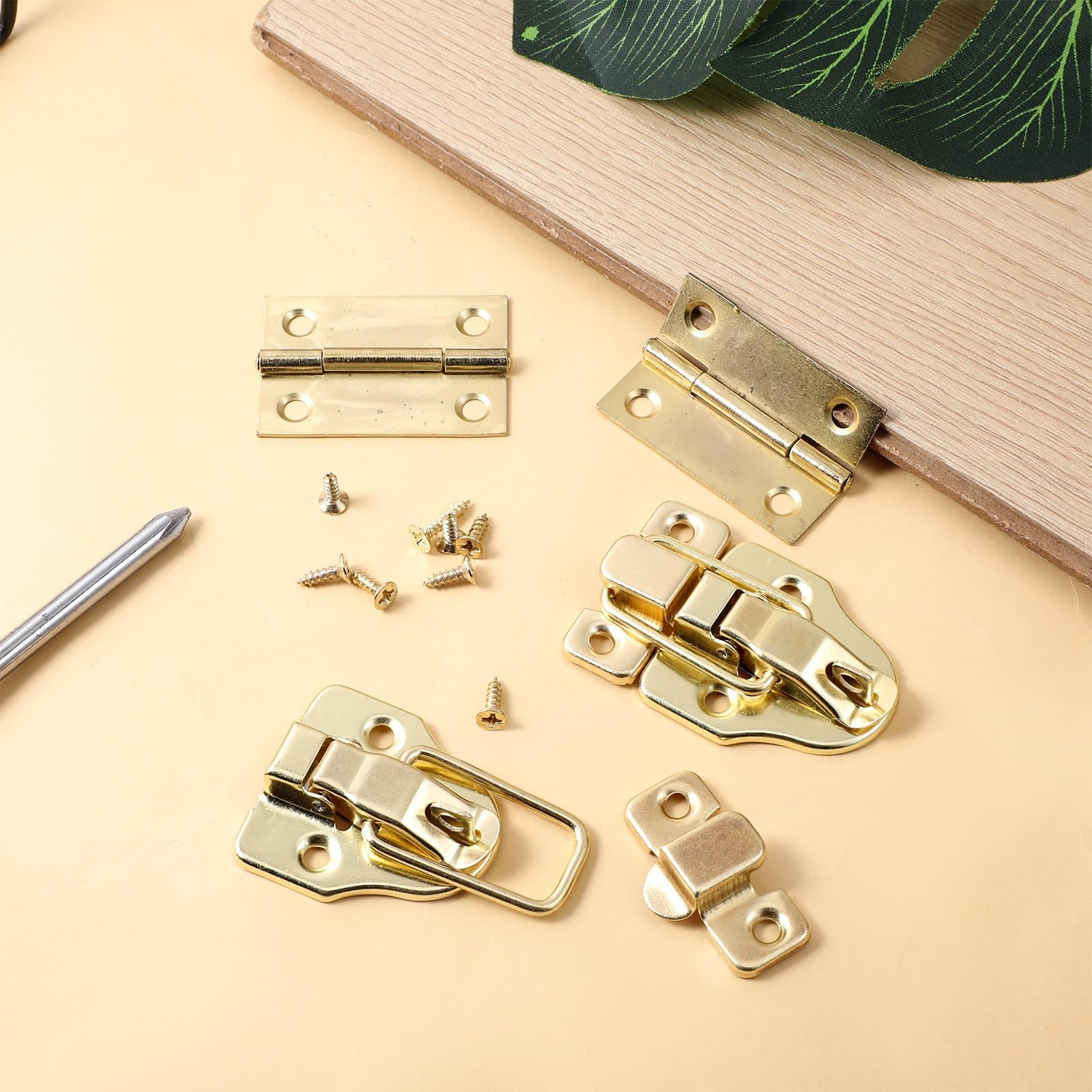 2 Pack Retro Gold Style Duckbilled Hasp Clasp Latch, Antique Metal Box