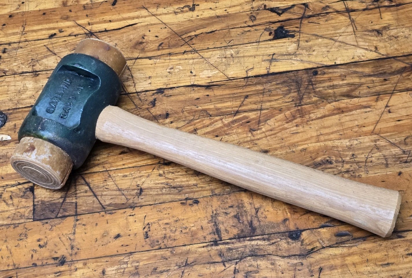 NEW Garland Saco Maine No. 4 Hammer Solid Head Mallet Rawhide Leather Faces USA