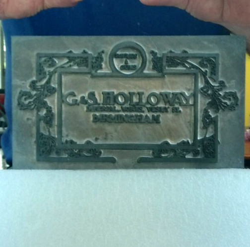 Vintage alloy printing letter press plate C&S Holloway Gun & rifle maker UK.