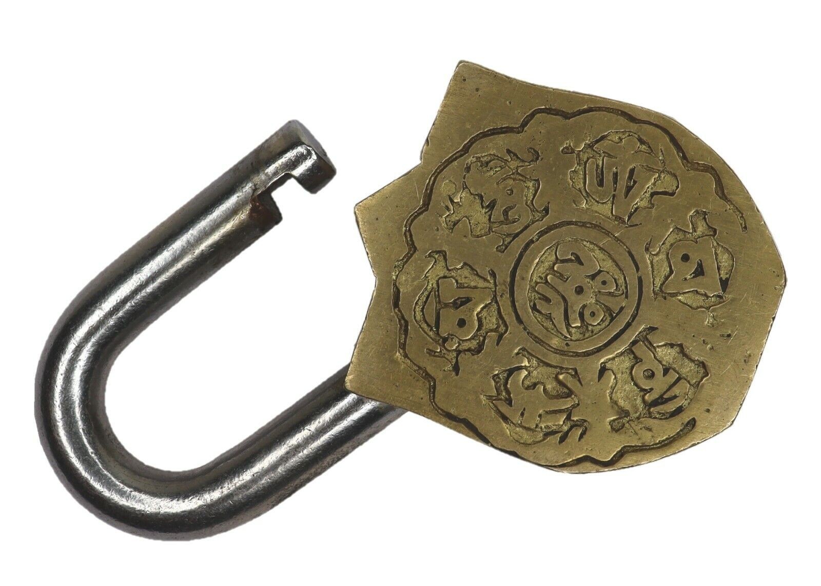 Lord Buddha Antique Style Door Lock Handmade Brass Padlock With Working Keys