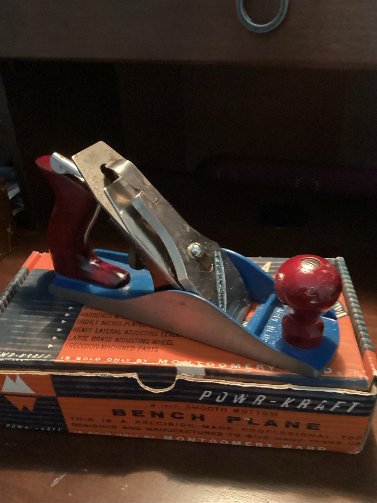 PowrKraft By Montgomery Ward 9” Bench Plane Excellent Cond. W/ OB Still Sharp!