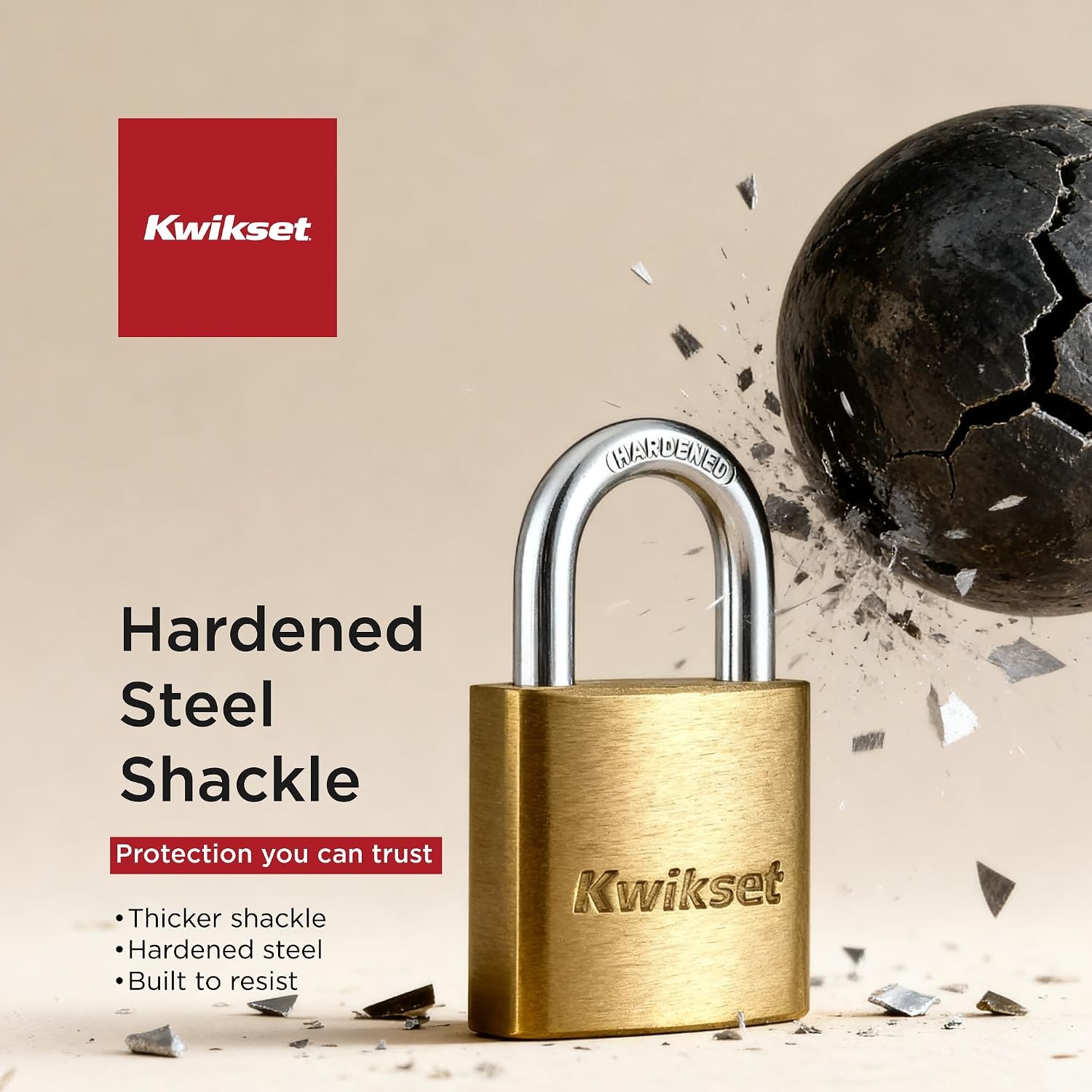 Brass Padlock W/ Hardened Steel Shackle Indoor Outdoor Cabinet & Storage Lock
