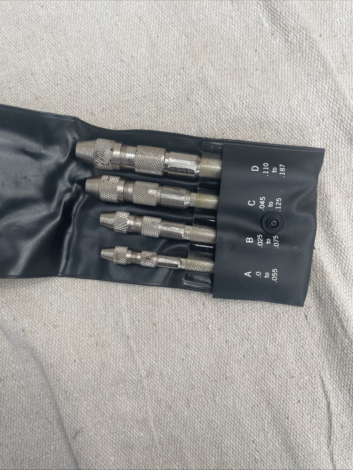 Vintage General Hardware Mfg. Co. No. S-94 Pin Vises Set (A-D) w/Pouch USA #B3