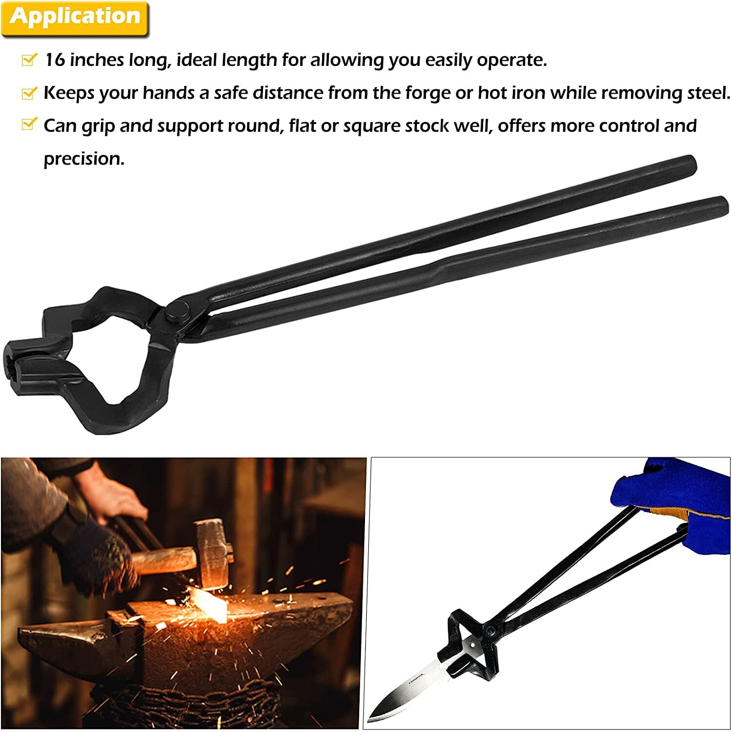 16″ Z V-Bit Style Tongs Knifemaking Tongs Bladesmith Blacksmith Forge Tongs Tool