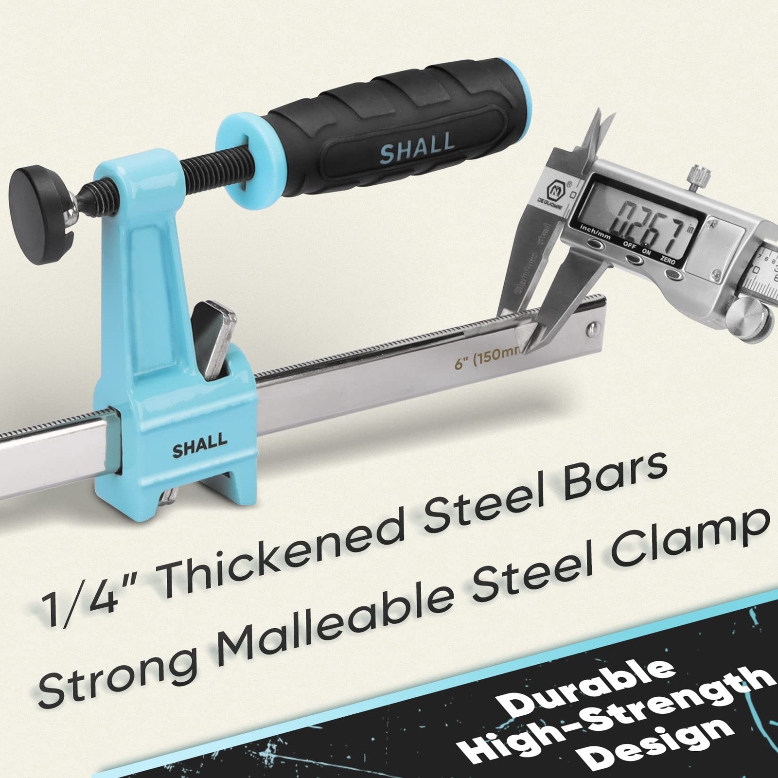 SHALL 6-Inch & 12-Inch Steel Bar Clamps Set, 4-pack Medium-Duty Quick-Release…