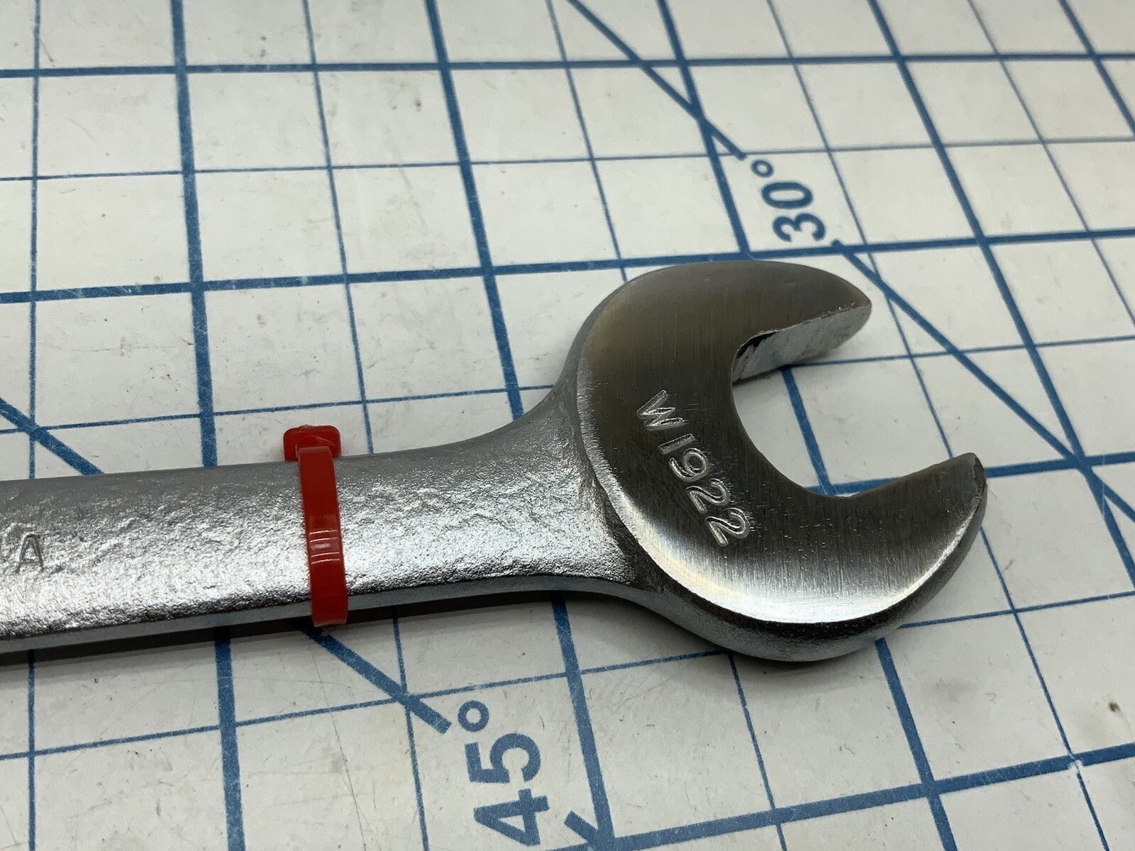 VLCHEK W 1922, 19/32in. X 11/16in. Open End Wrench, made in USA RED Tag