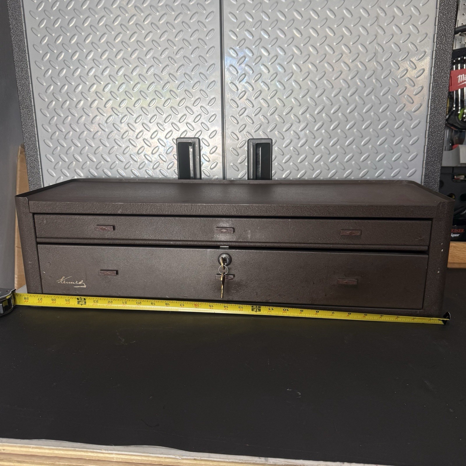 Kennedy MC-28 2-Drawer Machinist’s Tool Chest Box Riser / Base with Key